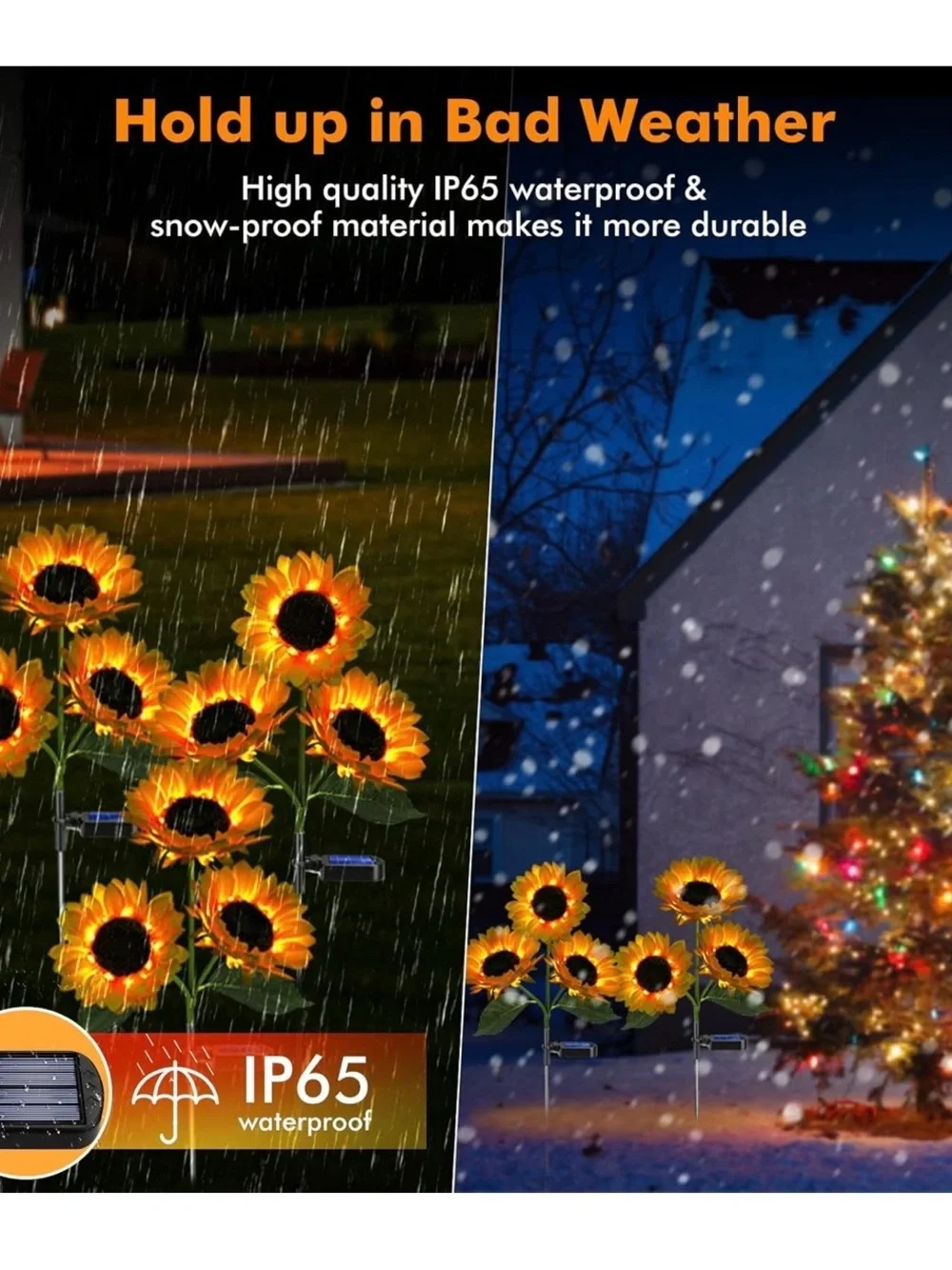 Set 4 Outdoor Solar-Powered LED Sunflower Garden Stakes Path Patio Lights Flower